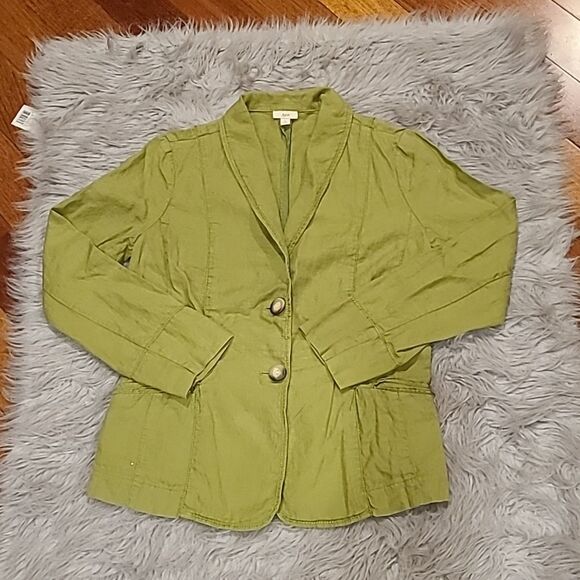 J jill linen green womens jacket size small - Picture 1 of 6